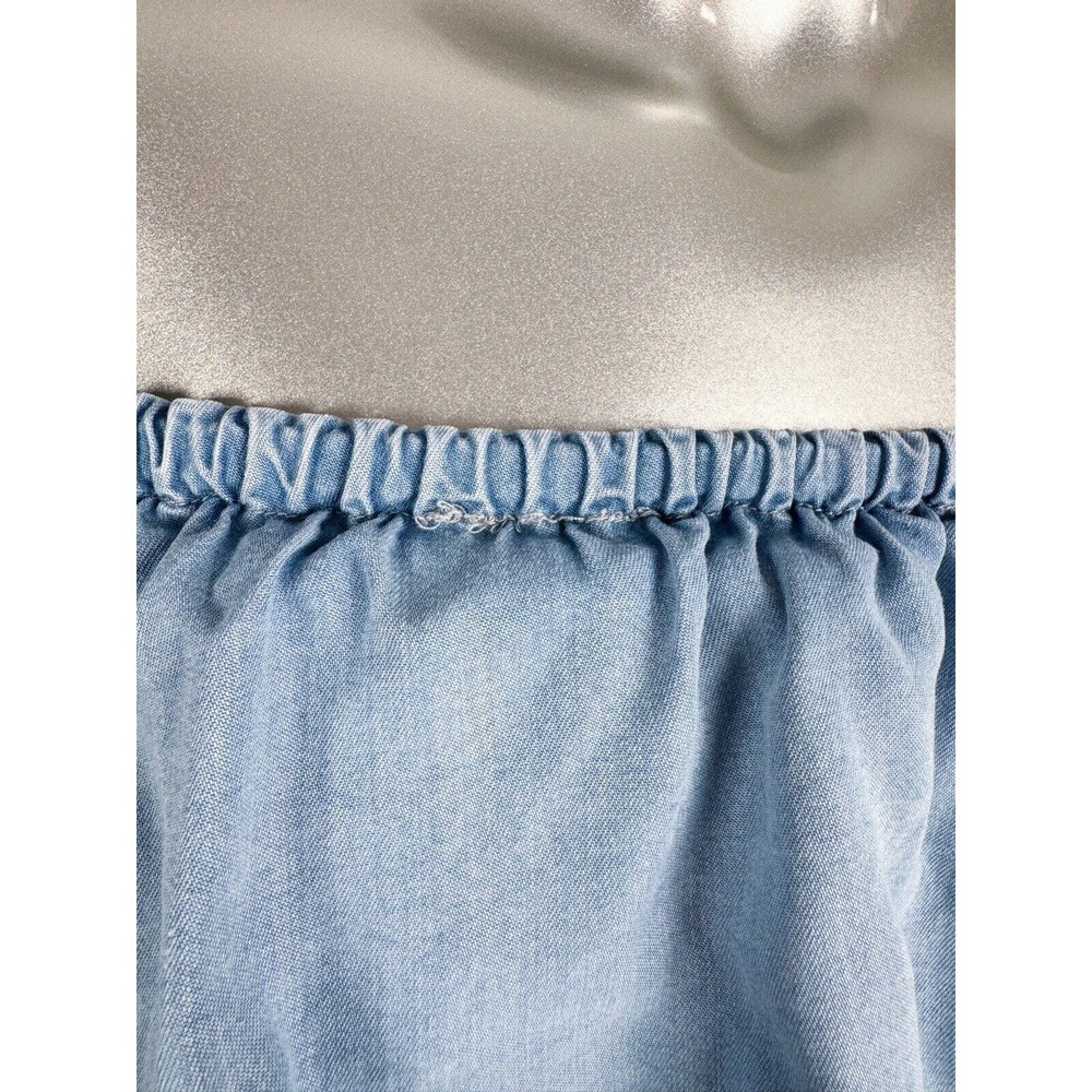 Zara mini Dress Blue Chambray Off The Shoulder Ruffled - Picture 4 of 9